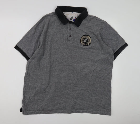 New Zealand Men's Grey XL Polo Shirt with Logo, Short Sleeve
