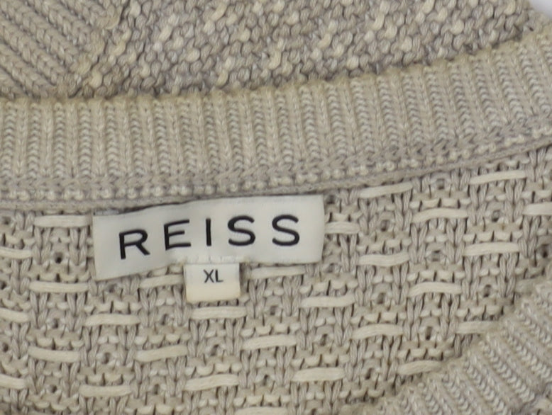 Reiss Men's Beige Pullover Jumper XL, Casual Knit