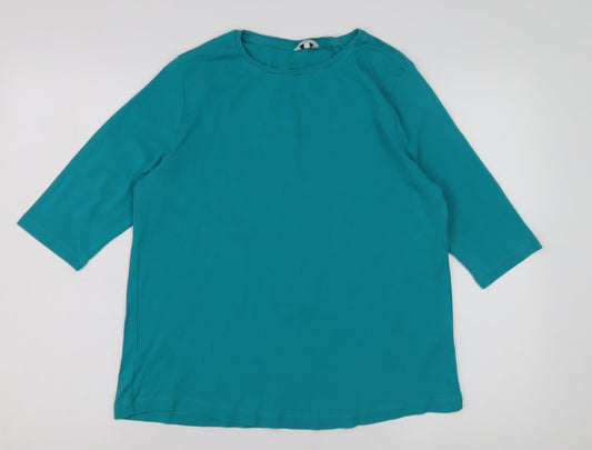 Cotton Traders Women's Green T-Shirt, Size 18, 3/4 Sleeve