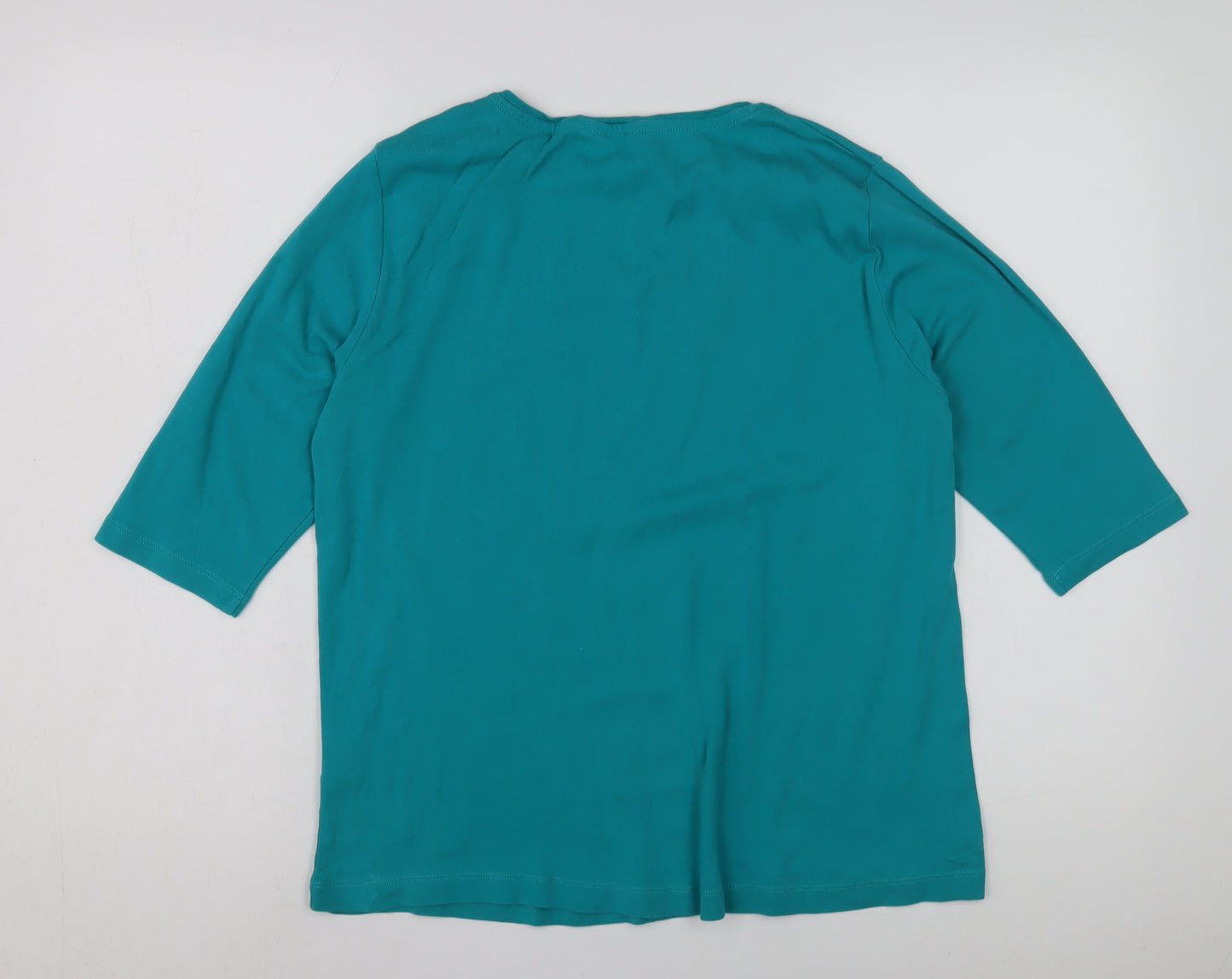 Womens UK Size 18 Cotton Traders Green Basic T-Shirt