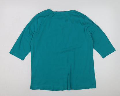 Womens UK Size 18 Cotton Traders Green Basic T-Shirt