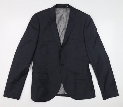 Mens UK Size 38 Topman Regular Black Suit Jacket