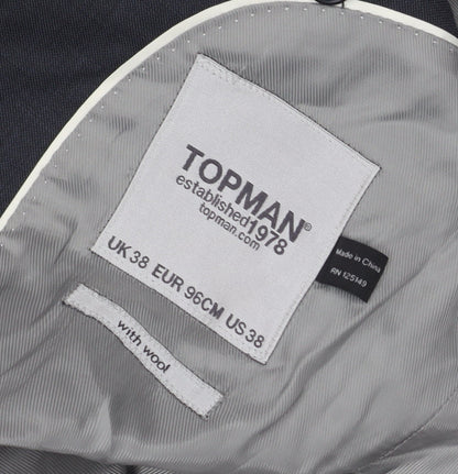 Mens UK Size 38 Topman Regular Black Suit Jacket