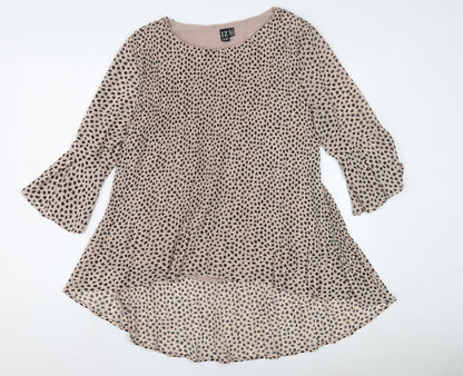 Womens UK Size 14 Izabel London Beige Tunic Blouse