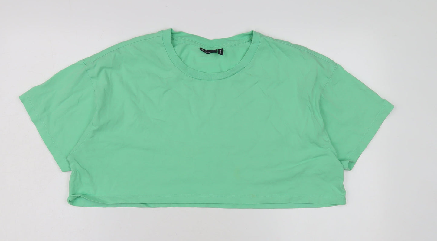 Womens UK Size 12 ASOS Green Cropped T-Shirt