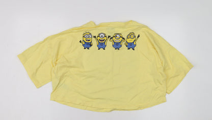 Minions Girls Yellow Cropped T-Shirt, Size S, Cartoon Style