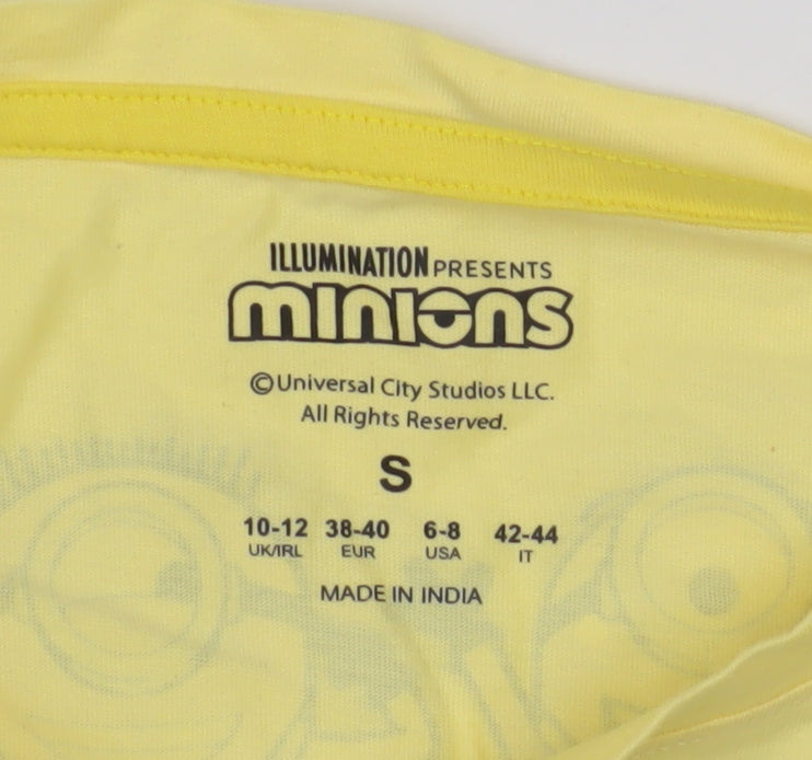 Minions Girls Yellow Cropped T-Shirt, Size S, Cartoon Style