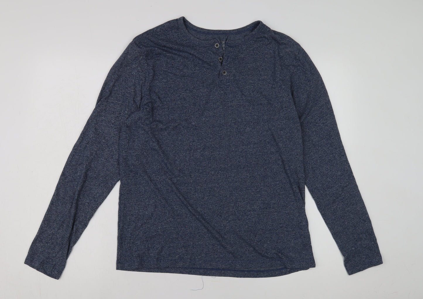 Red Herring Men's Blue Long Sleeve Henley T-Shirt Large