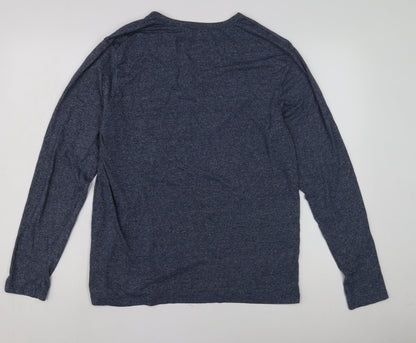 Red Herring Men's Blue Long Sleeve Henley T-Shirt Large