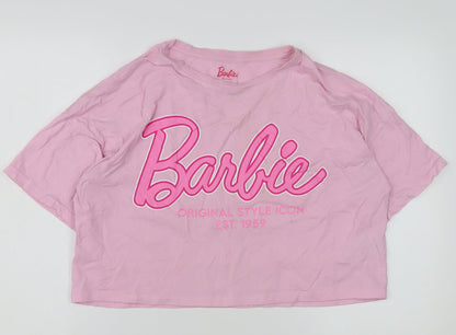 Barbie Women’s Pink Cropped T-Shirt - Small, Classic Casual