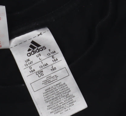 Adidas Boys Black Camouflage Logo T-Shirt, Size 13-14 Years