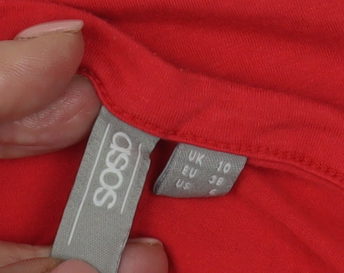 Womens UK Size 10 ASOS Red Basic T-Shirt