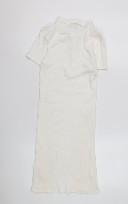 Topshop Women's White Shirt Dress, Size 8, Casual