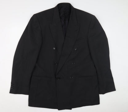 C&A Men's Black Double-Breasted Suit Jacket M