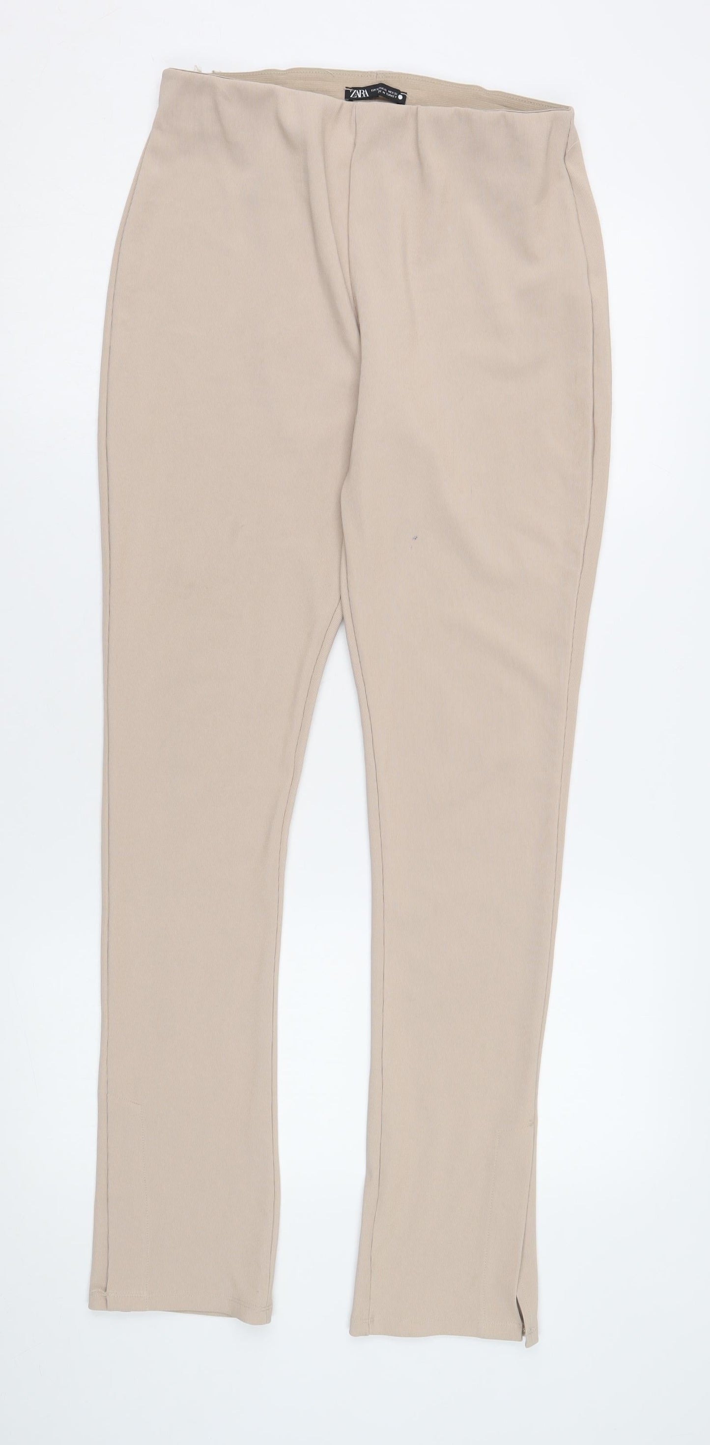 Womens UK Size XS Zara Slim Fit Ankle Beige Trousers