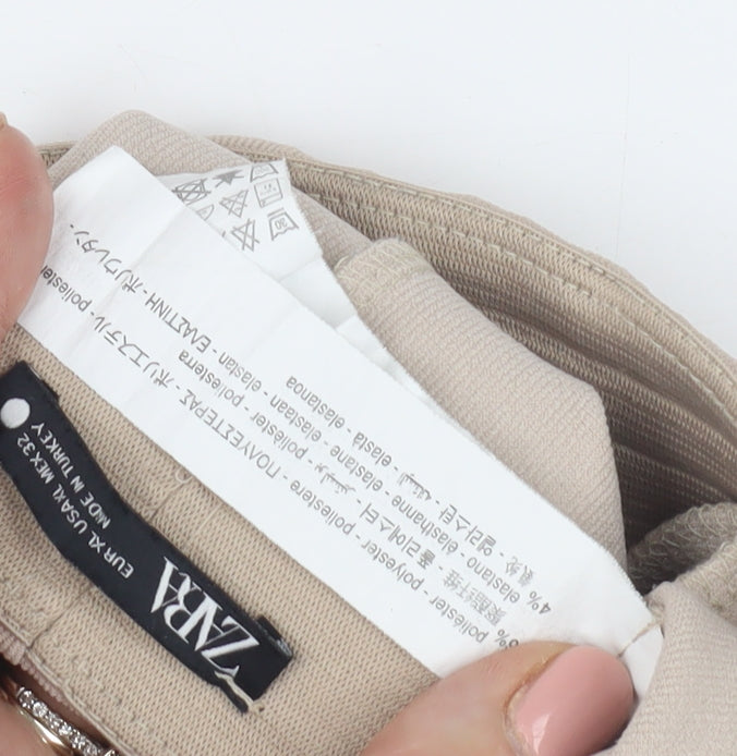Womens UK Size XS Zara Slim Fit Ankle Beige Trousers