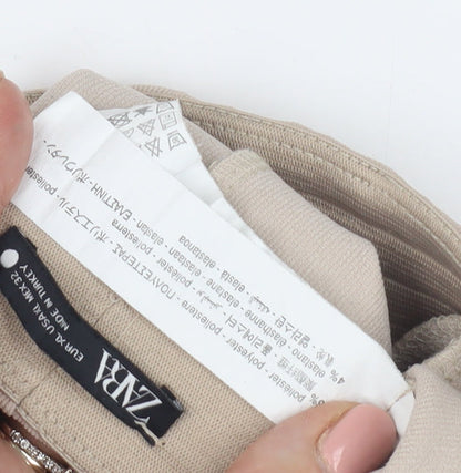 Womens UK Size XS Zara Slim Fit Ankle Beige Trousers