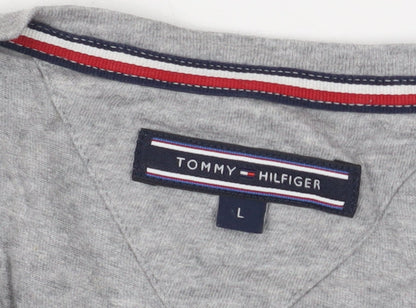 Tommy Hilfiger Men's Grey Striped T-Shirt L