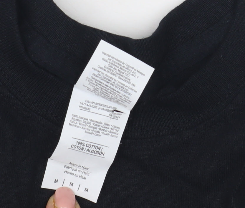 Mens UK Size M Gildan Black  T-Shirt