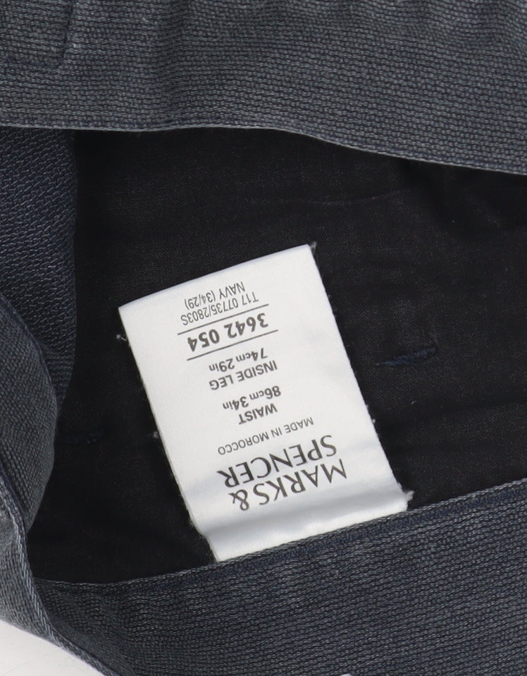 Marks and Spencer Men's Blue Trousers, Size 36