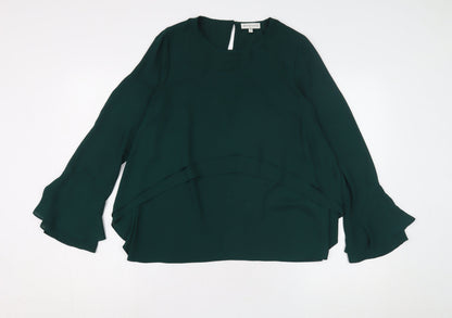 Womens UK Size 10 Warehouse Green Basic Blouse