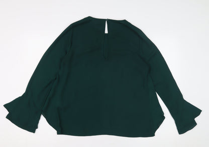 Womens UK Size 10 Warehouse Green Basic Blouse