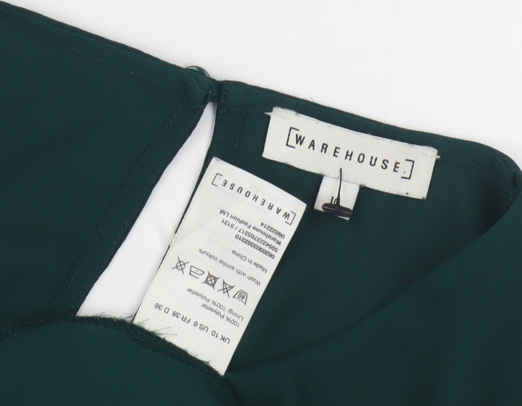 Womens UK Size 10 Warehouse Green Basic Blouse