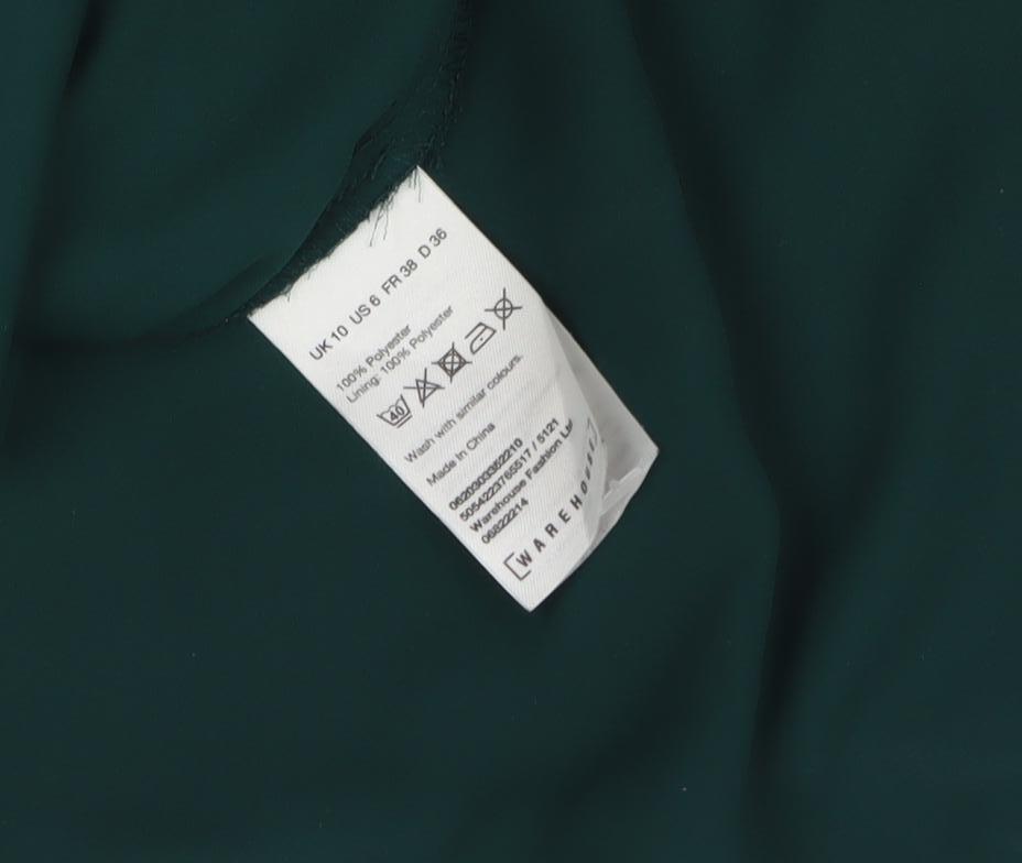 Womens UK Size 10 Warehouse Green Basic Blouse