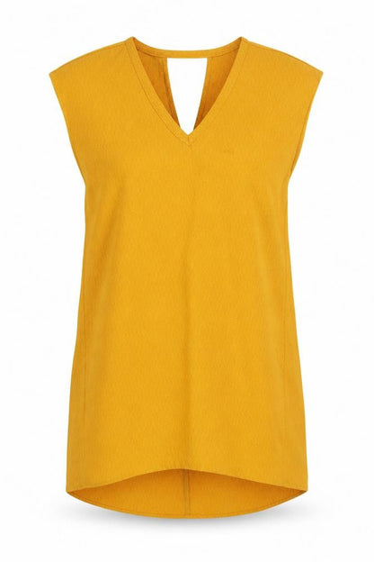Vila Womens Yellow XS Midi Shift V-Neck Dress