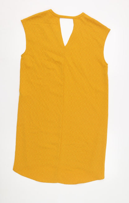 Vila Womens Yellow XS Midi Shift V-Neck Dress