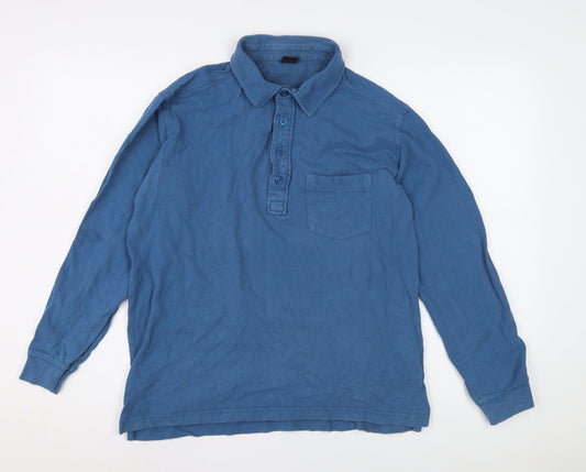 Cotton Traders Men's Blue Long Sleeve Polo Shirt Size S