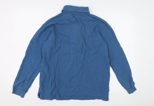 Cotton Traders Men's Blue Long Sleeve Polo Shirt Size S