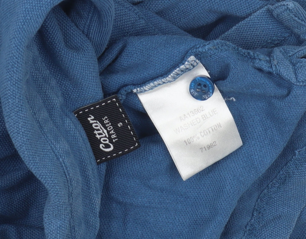 Cotton Traders Men's Blue Long Sleeve Polo Shirt Size S