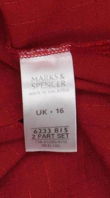Womens UK Size 16 Marks and Spencer Red Camisole Button-Up