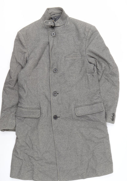 Zara Men’s Grey Overcoat, Size L - Stand-Up Collar