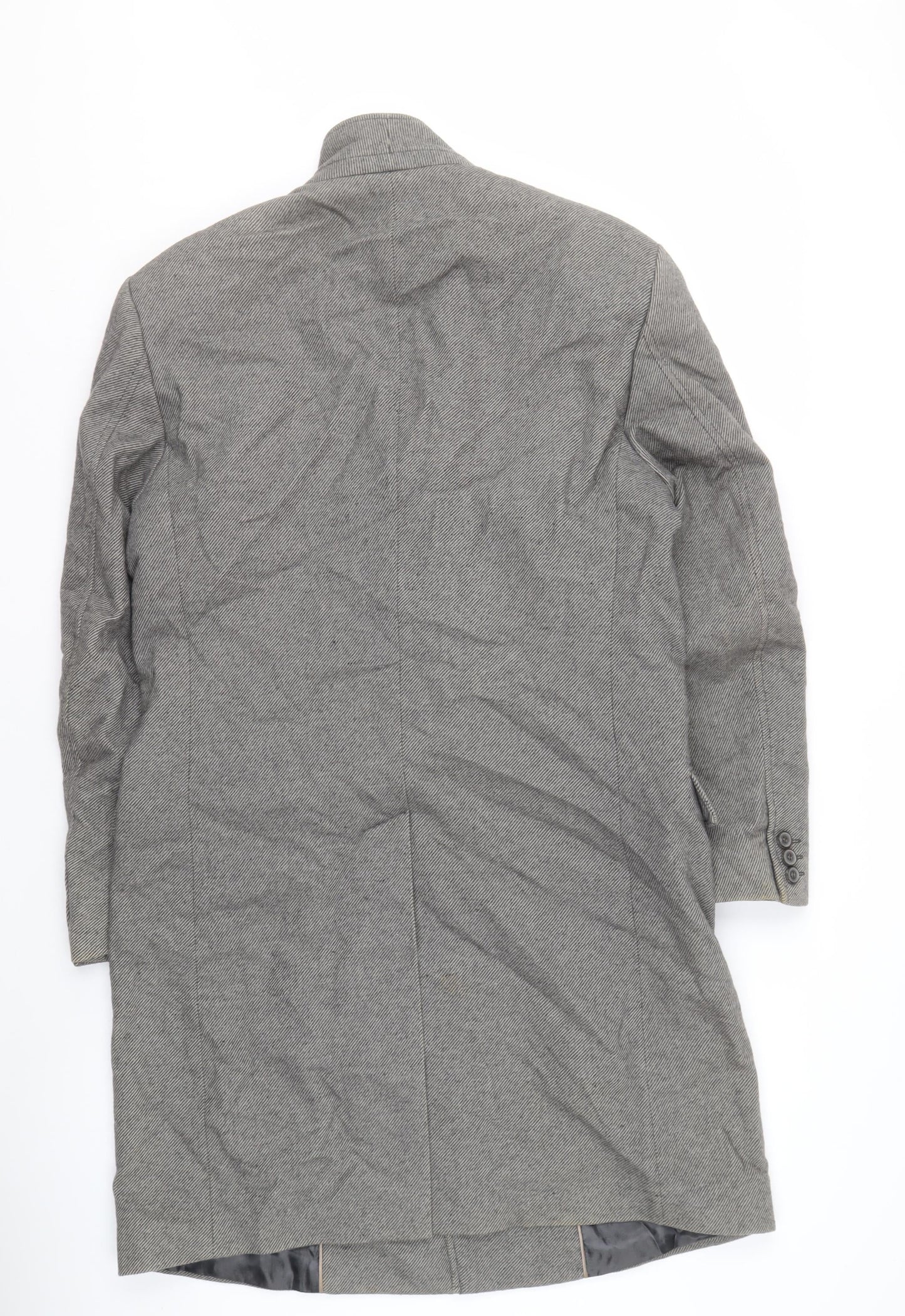 Zara Men’s Grey Overcoat, Size L - Stand-Up Collar