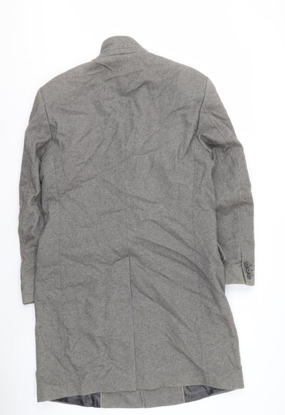 Zara Men’s Grey Overcoat, Size L - Stand-Up Collar
