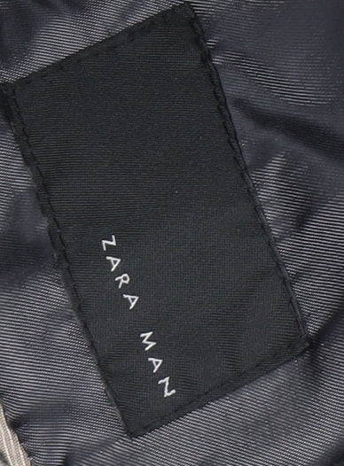 Zara Men’s Grey Overcoat, Size L - Stand-Up Collar