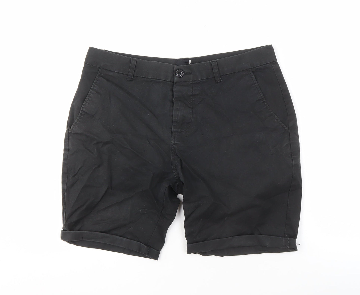 ASOS Men's Black Chino Shorts - Size 32, Regular Fit