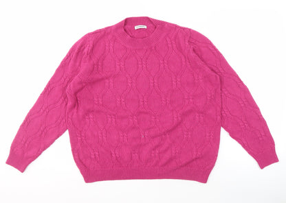 Damart Women's Pink Cable Knit Pullover Jumper Size 10