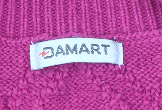 Damart Women's Pink Cable Knit Pullover Jumper Size 10