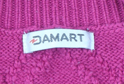 Damart Women's Pink Cable Knit Pullover Jumper Size 10