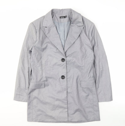 boohoo Women's Grey Blazer Size 8 Mid-Length Lined
