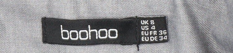 boohoo Women's Grey Blazer Size 8 Mid-Length Lined