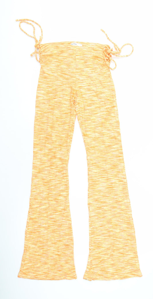 Bershka Yellow Women's Elastic Waist Trousers