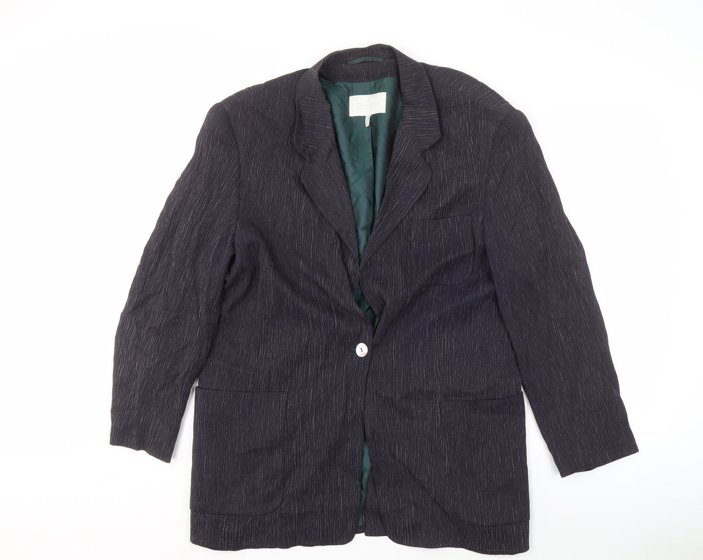 Élégance Women's Black Blazer Size 14 Regular Notch Lapel