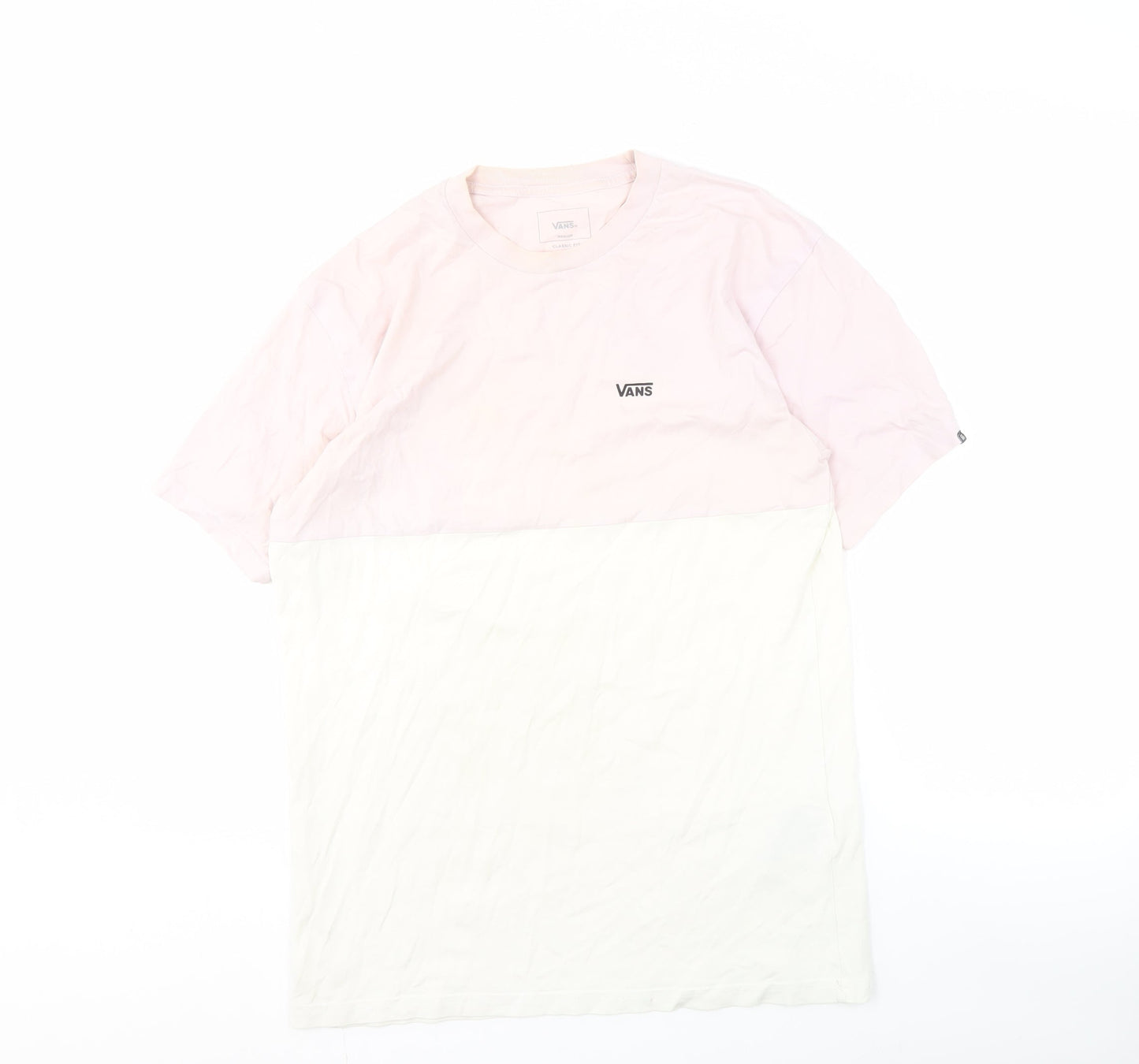 Vans Men's Pink Colourblock T-Shirt, Medium, Cotton