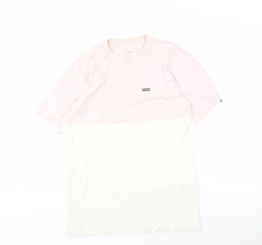 Vans Men's Pink Colourblock T-Shirt, Medium, Cotton