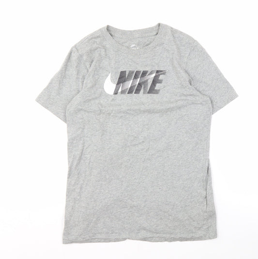 Nike Men's Grey Crew Neck T-Shirt L, Cotton, Logo