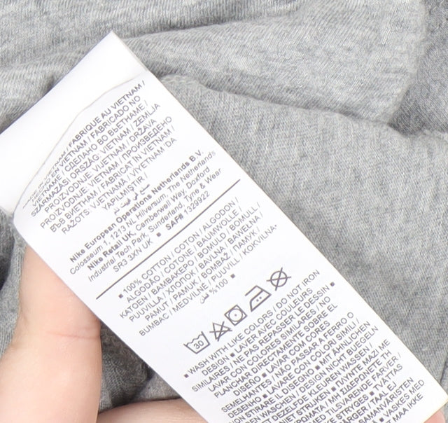 Nike Men's Grey Crew Neck T-Shirt L, Cotton, Logo